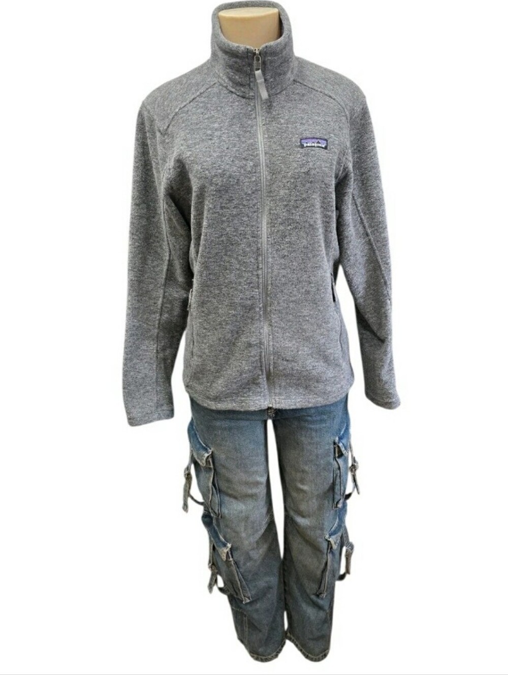Patagonia Synchilla Full Zip Heather Gray Fleece Jacket Size Small Womens